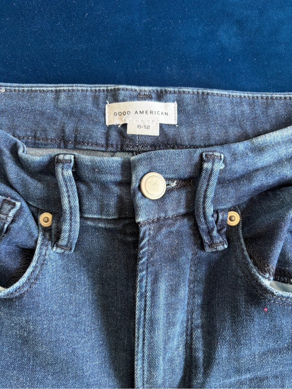 Good American Dark Blue Slim Straight Jeans - Picture 3 of 4